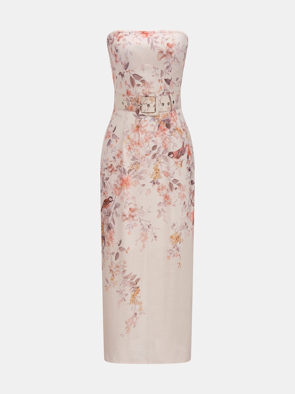 Commense Strapless Belted Floral Print Maxi Dress NWT